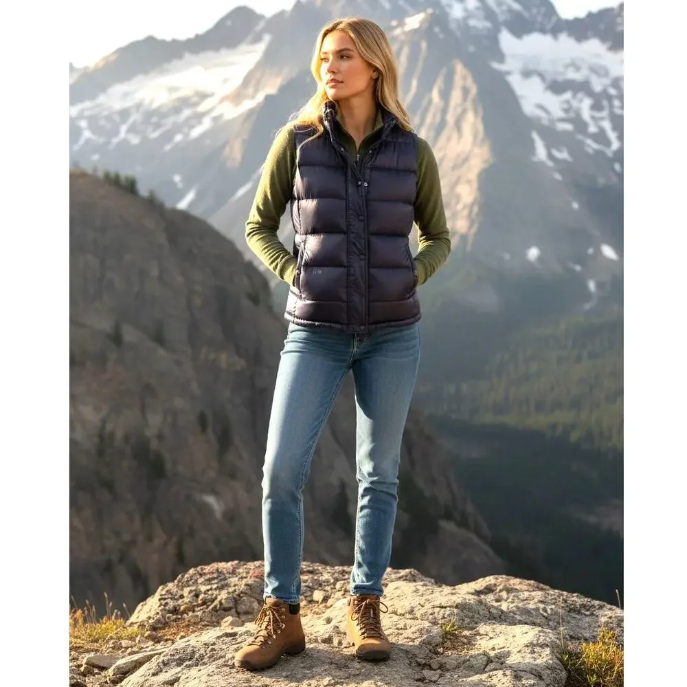 J. Crew Down Puffer Vest Shiny Navy Snap Up Zip Size Womens XS - Picture 11 of 11